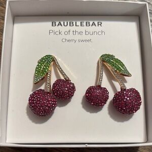 BaubleBar Cherry Earrings with Green and Pink Crystals